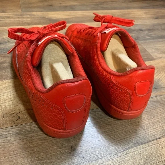 Y2K Era Red Leather Look Streetwear Casual Gym Sneakers 8 Men’s/10 Women's Shoes - Picture 5 of 7